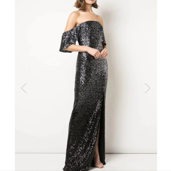 Marchesa Notte Ombré Sequin Gunmetal Column 3 In 1 Evening Gown NWT Size 8 - Picture 4 of 16